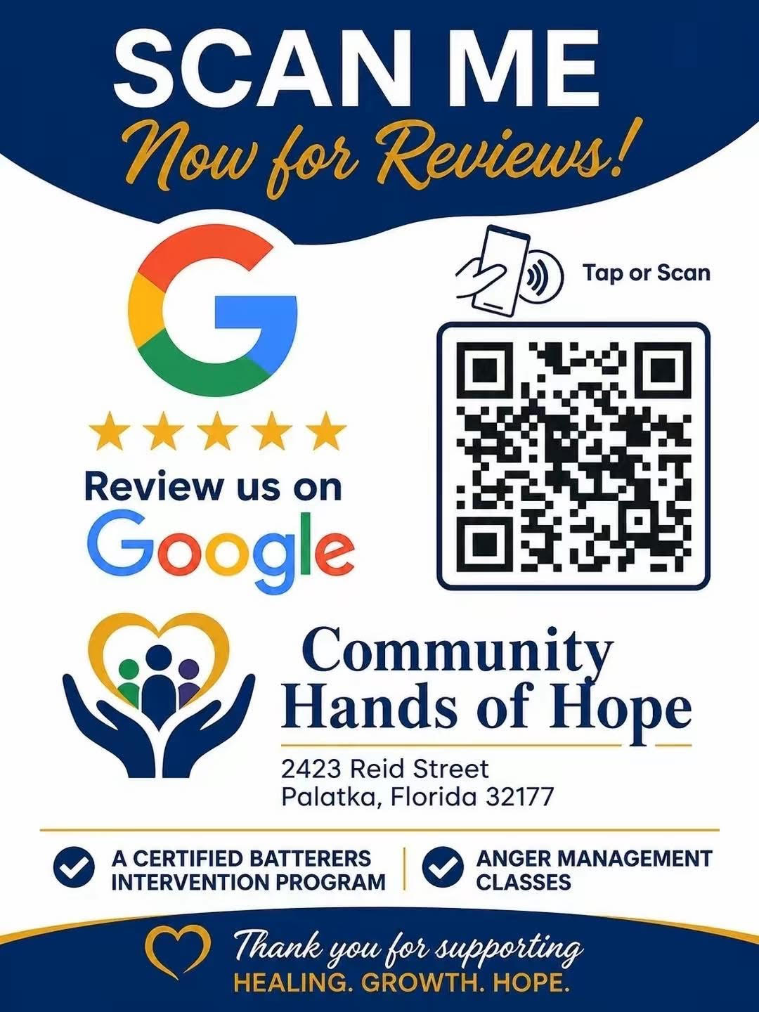 Scan to review Community Hands of Hope on Google